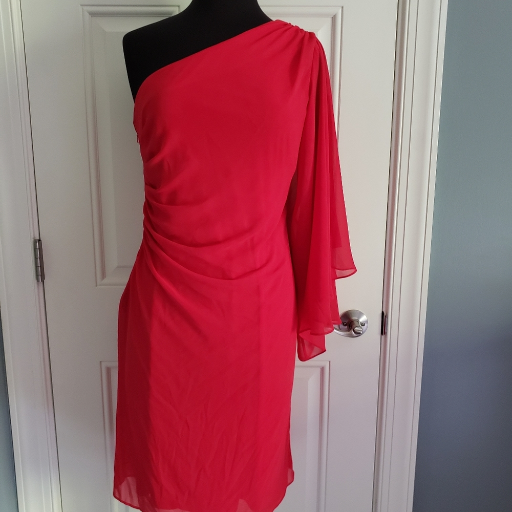 Evan Picone one shoulder chiffon dress